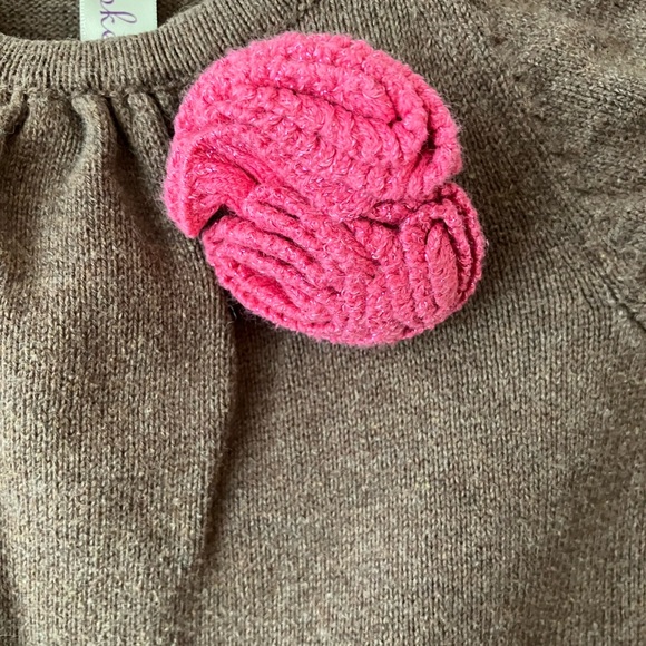 3/$22 Cherokee Toddler Girl Brown Sweater Dress Pink Flower SZ 3T Short Sleeves - Picture 3 of 4